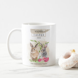 Söta påskharar Glad påsk Vattenfärgskonst Kaffemugg