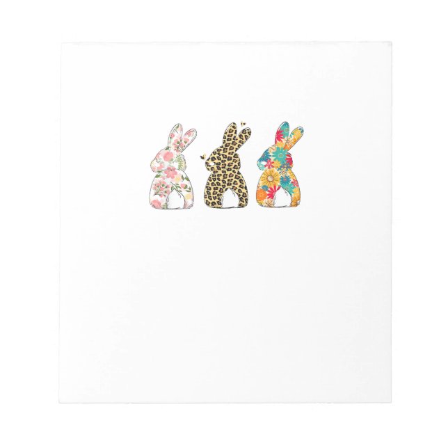 Söta påskharar Leopardkanin och blomma Bunny Anteckningsblock (Framsida)