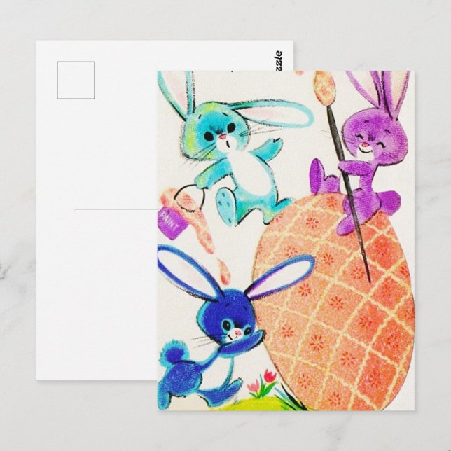 Söta Påskhare för retrovintage Vykort (Fram/baksida)