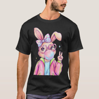 Söta påskkanin blåser bubbelgum t shirt