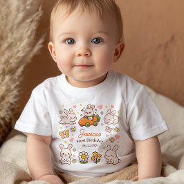 Söta påskkaniner Whimsical 1-års födelsedagsfest T Shirt