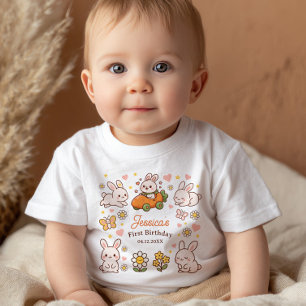 Söta påskkaniner Whimsical 1-års födelsedagsfest T Shirt
