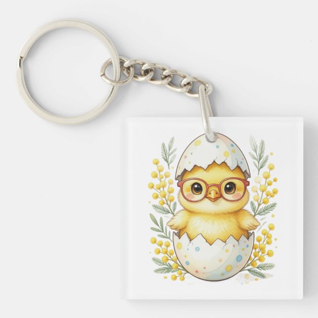 Söta påskkycklingsgglasögon Mimosa blommar (Framsidan)
