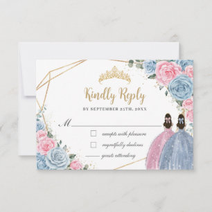 Söta Pastel Blue Rosa Quinceañera-Twillingar Svar