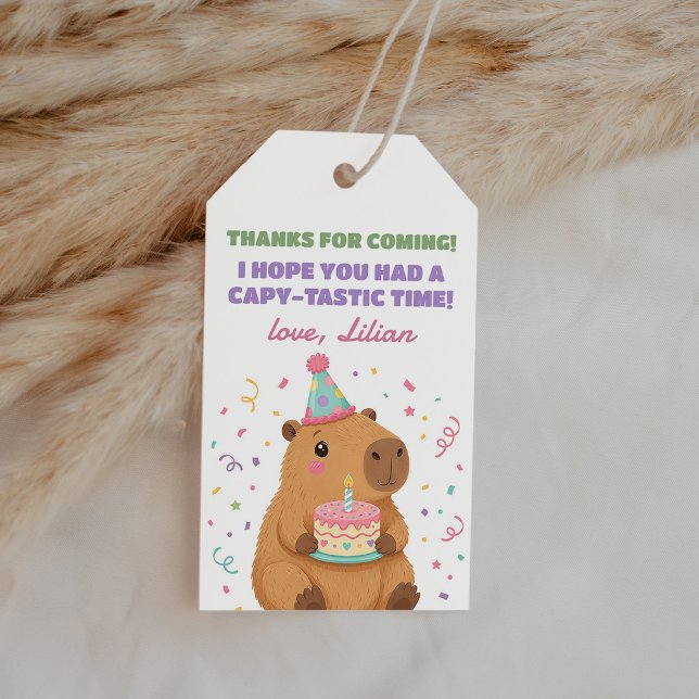 Söta Pastell Capybara Födelsedags Tacksamhetsprese Presentetikett (Skapare uppladdad)