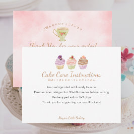 Söta Pastell Cupcake Tårta Vårdinstruktioner Tack Kort