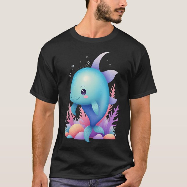 Söta Pastell Fiskar T Shirt (Framsida)