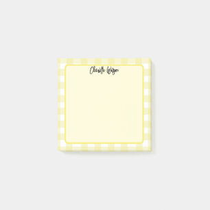 Söta Pastell Gula Gingham Mönster Anteckningar Post-it Block