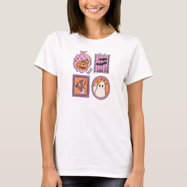 Söta Pastell Halloween Ramar T Shirt (Framsida)
