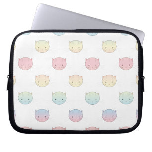 Söta Pastell Katt Unge Ansikten Mönster Laptop Fodral