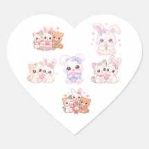 Söta Pastell Kawaii Djur Vänner Klistermärke Ark