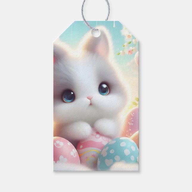 Söta Pastell Kawaii Kattungar Påskägg Presentetikett (Framsidan)