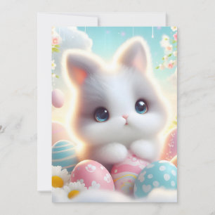 Söta Pastell Kawaii Kattunge Påskägg Julkort