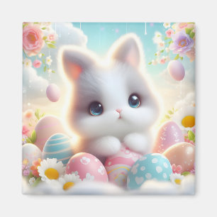 Söta Pastell Kawaii Kattunge Påskägg Magnet