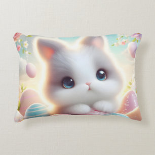 Söta Pastell Kawaii Kattunge Påskägg Prydnadskudde