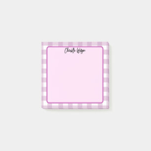 Söta Pastell Lila Gingham Mönster Anteckningar Post-it Block