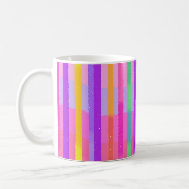 Söta Pastell Regnbågsränder Kaffemugg (Vänster)