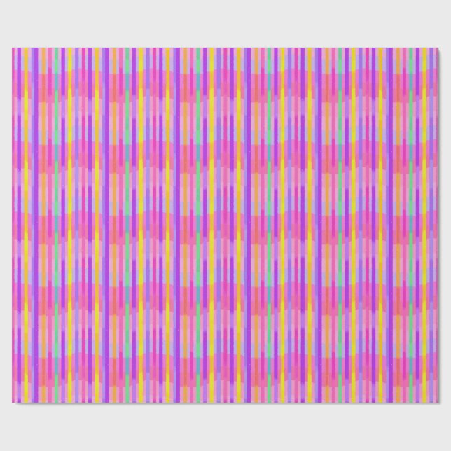 Söta Pastell Regnbågsränder Presentpapper (Platt)