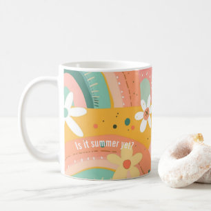 Söta Pastell Rosa Turkos Boho Blommor och Regnbåge Kaffemugg