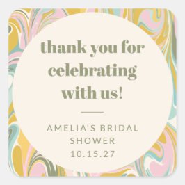 Söta Pastellabstrakt Anpassad Bröllopsdusch Tack Fyrkantigt Klistermärke