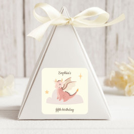 Söta Pastelldrakar Barnkalas  Fyrkantigt Klistermärke