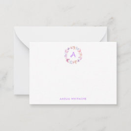 Söta Pastellfärgade Fjärilar Monogram Anteckningskort