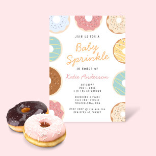 Söta Pastellfärgade Munkar Baby Sprinkle Inbjudningar