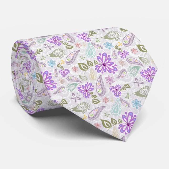 Söta pastellfärgade paisley-mönster slips (Rullad)