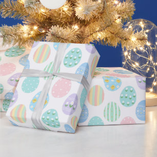 Söta pastellfärgade påskäggsmönster presentpapper