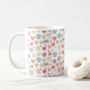 Söta Pastellfärgade Tassar och Hjärtan "KÄRLEK" Mö Kaffemugg