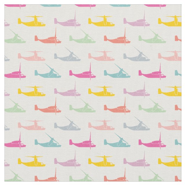 Söta Pastels V-22 Osprey Mönster Tyg (Närbild)