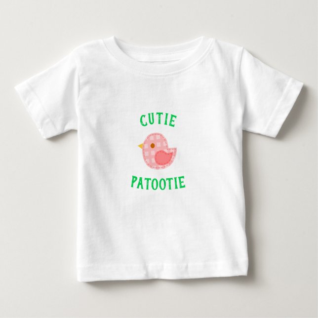 Söta Patootie Rosa Fågel Snygga Tjejer T-Shirt (Framsida)