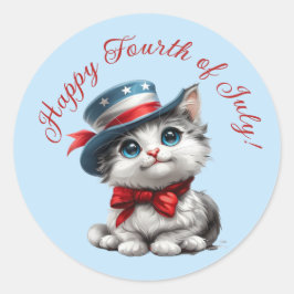 Söta patriotiska kattungar katter 4 juli dekaler runt klistermärke