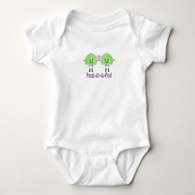 Söta Pea Baby Twin Boys T Shirt (Framsida)