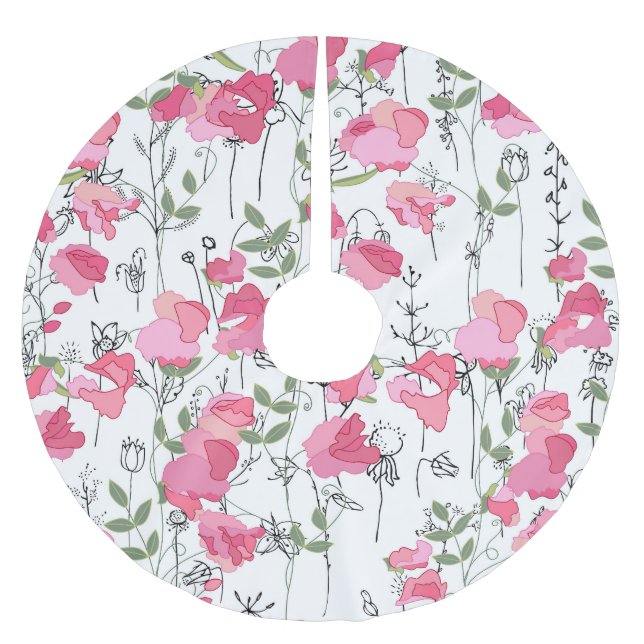 Söta Pea: Blommigt Sommar Struktur. Julgransmatta Borstad Polyester (Framsidan)
