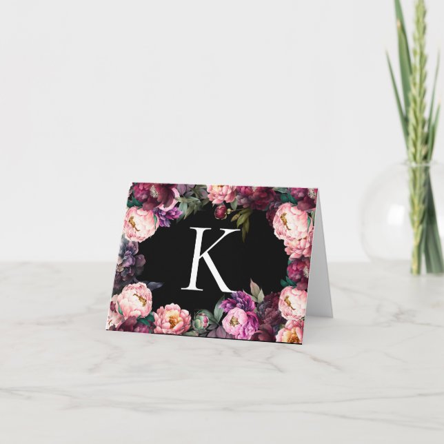 Söta Peonies Inledande Blank Folded Greeting Card Kort (Framsida)