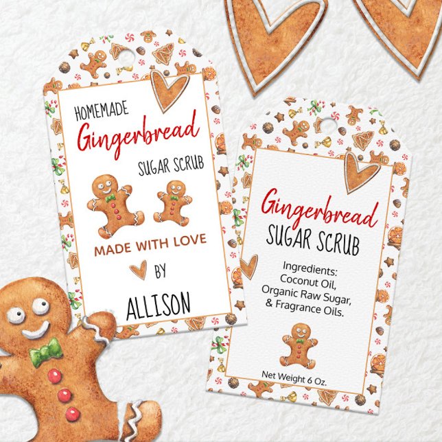 Söta Pepparkakor 🍪 Gjorda Med Kärlek Högtid Presentetikett (Cute Gingerbread 🍪 Made With Love Holiday Gift Tags
)