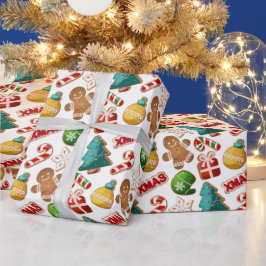 Söta pepparkakscookies julmönster presentpapper