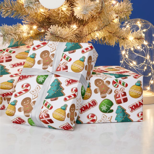 Söta pepparkakscookies julmönster presentpapper (Helgdagar)