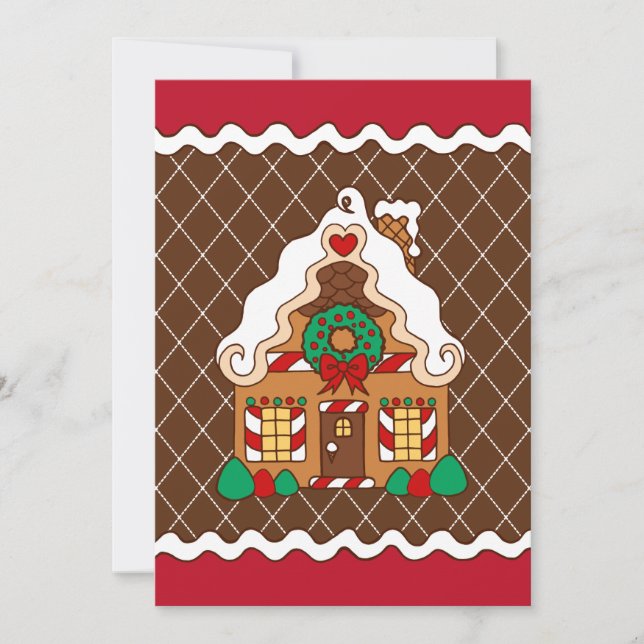 Söta pepparkakshus julfestinladningar inbjudningar (Framsida)