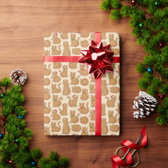 Söta pepparkakskatter julkräm kakor presentpapper (Julgåva)