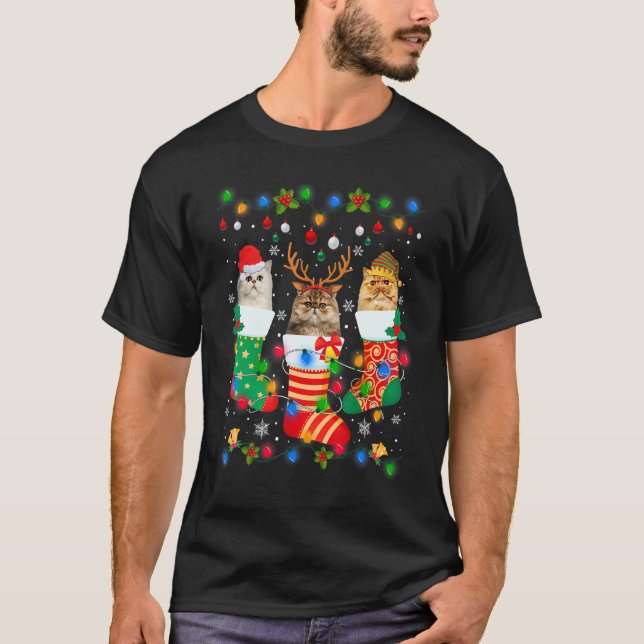 Söta perserkattskillingar julstrumpor Xmas T Shirt (Framsida)