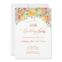 Söta Persikor Rosor Blommig 80-årsdag