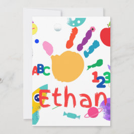 Söta Personliga Barn ABC Handmålning 123 Inbjudningar