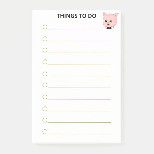 Söta personliga gris saker att göra post-it block (Framsida)