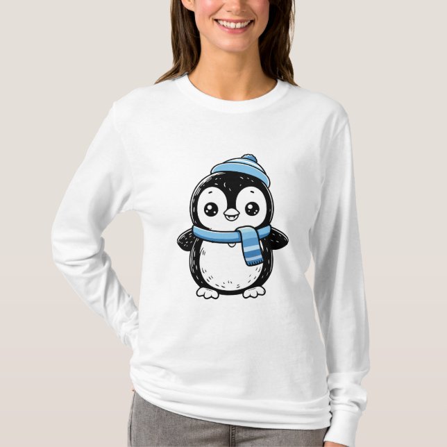 söta pingvin damtröjor t shirt (Framsida)