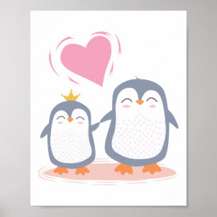 Söta pingviner i kärlek poster