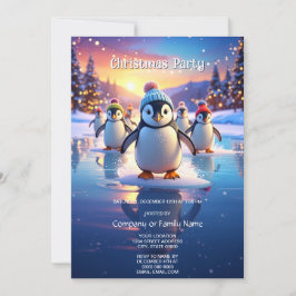 Söta pingviner i vintermössor Holiday Party Inbjudningar