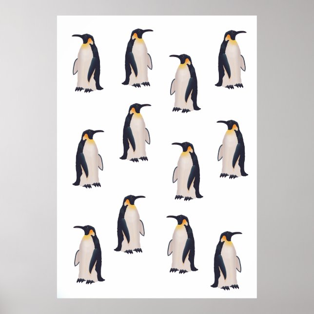 Söta Pingviner Mönster Poster (Framsidan)