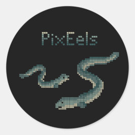 Söta "PixEels" Pixeliserade Ålar Grafik Runt Klistermärke